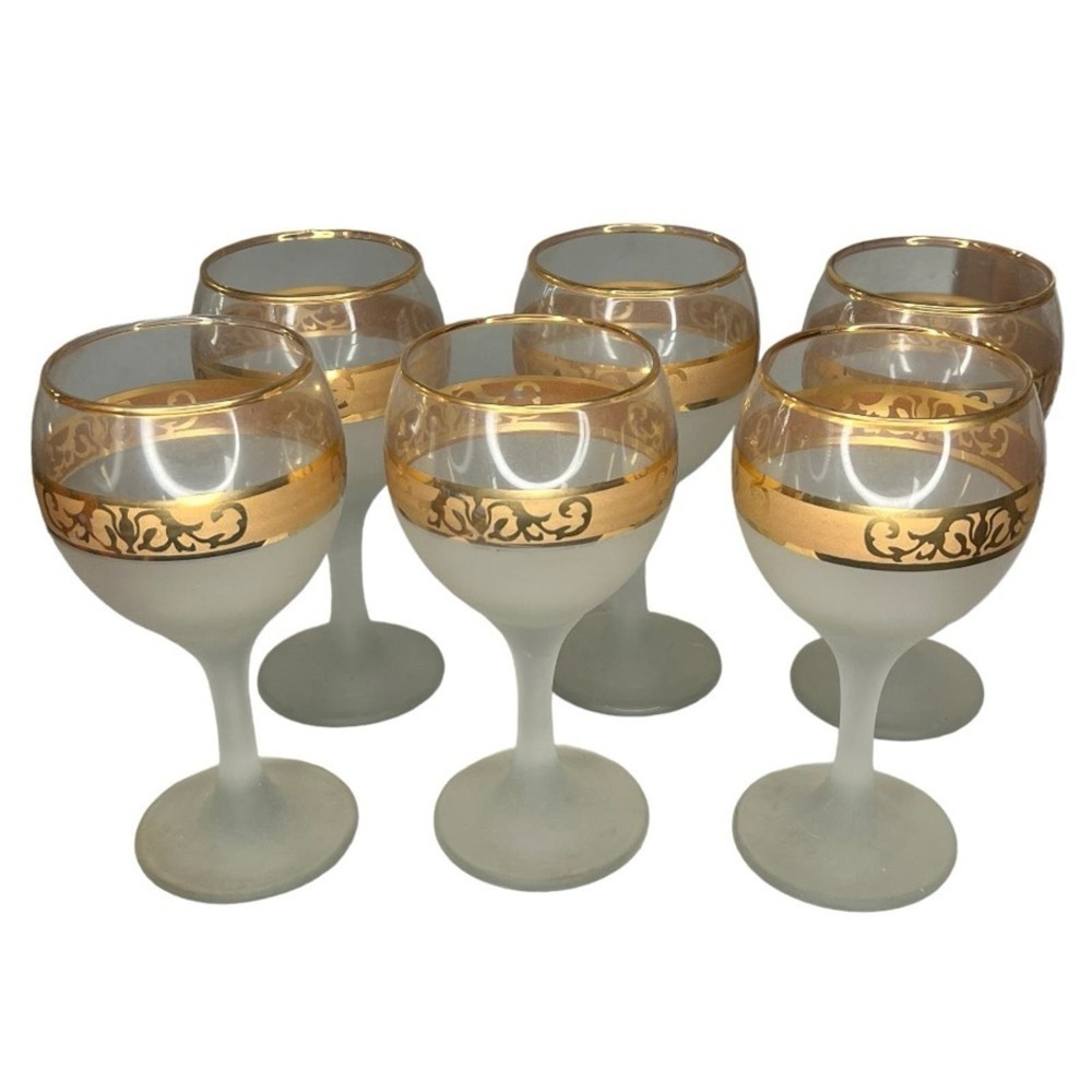 Vintage Italian Gold Trim Wine Glasses (set of 6) (Real‎ Gold)